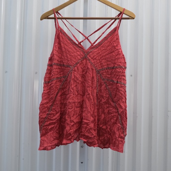 Anthropologie Tops - NWT Anthropologie x Ranna Gill Art Deco  V‎ Neck Strappy Cami Red XS